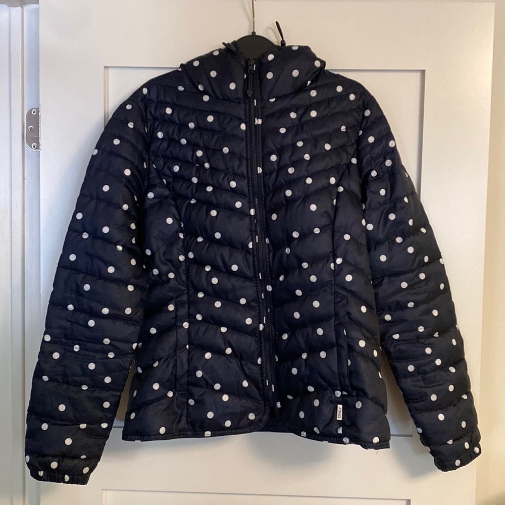 ONLY brand Navy Polka Dot Puffer size medium